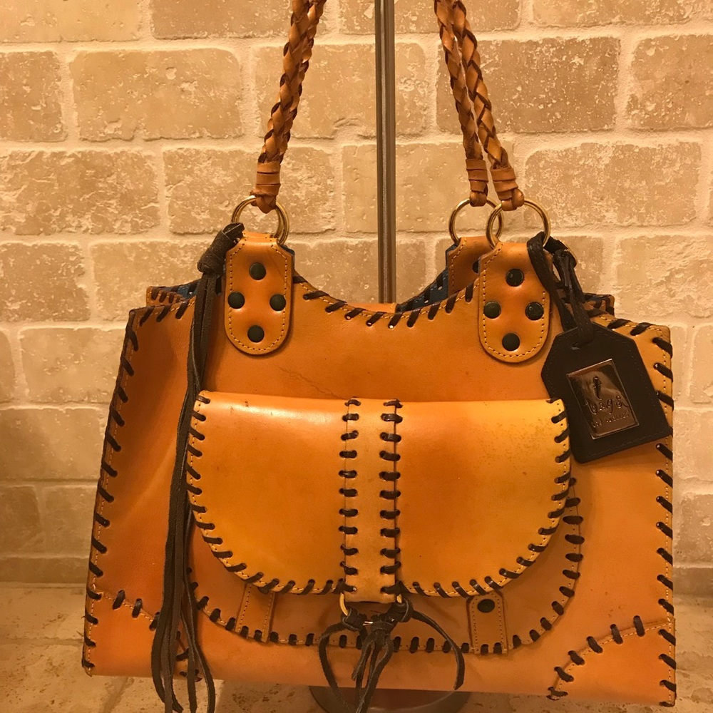 T bags tan leather bag